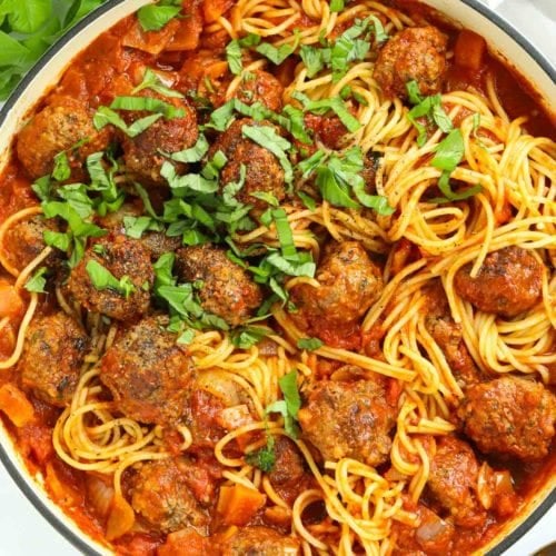 A rich and delicious family favourite - easy Italian-style meatballs served with spaghetti