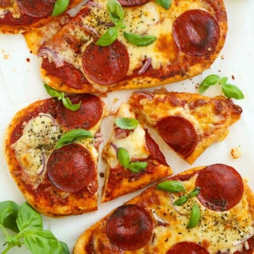 Perfect for a lunch, snack or quick dinner, these naan bread pizzas are a family favourite recipe