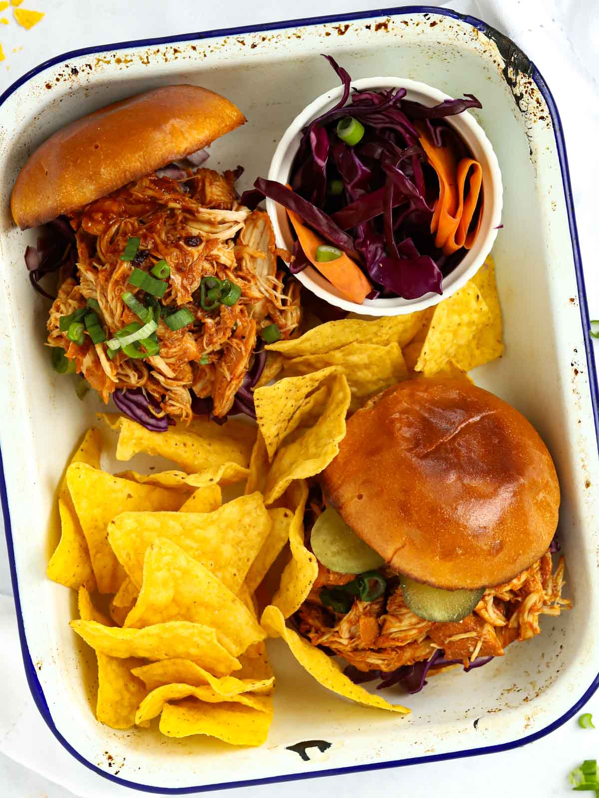 Family summer dinner recipe ideas - honey barbecue pulled chicken made in the slow cooker.