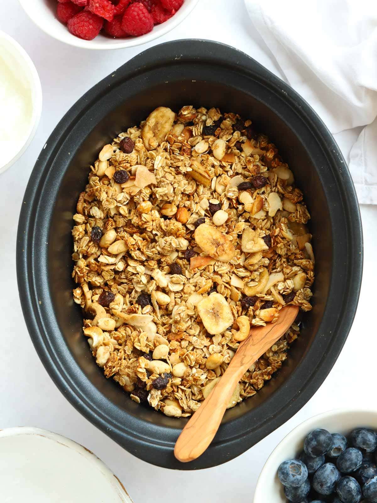 Healthy granola recipe made in the slow cooker.