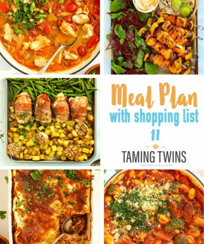 Weekly dinner meal plan with printable shopping list