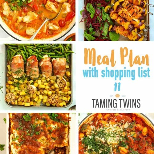 Weekly dinner meal plan with printable shopping list