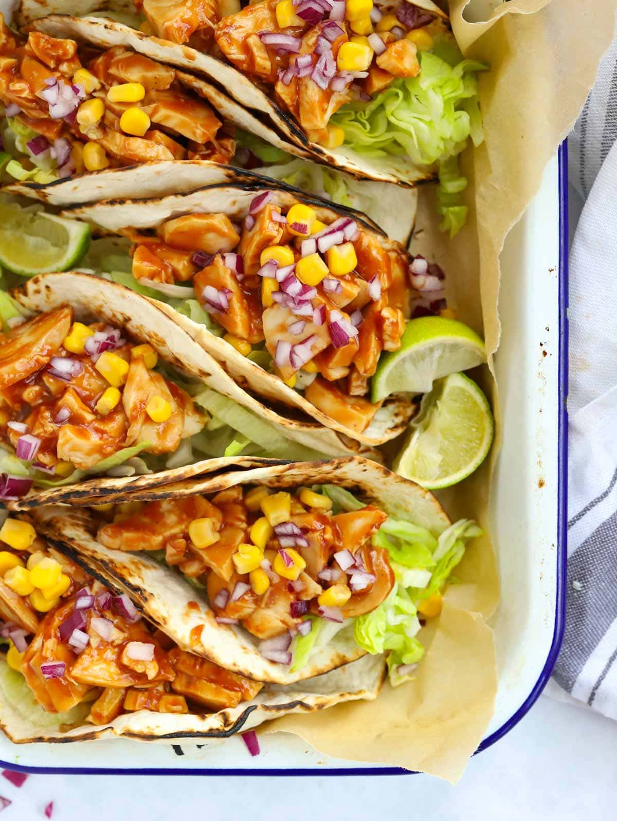 Oven tray with Chicken Tacos recipe