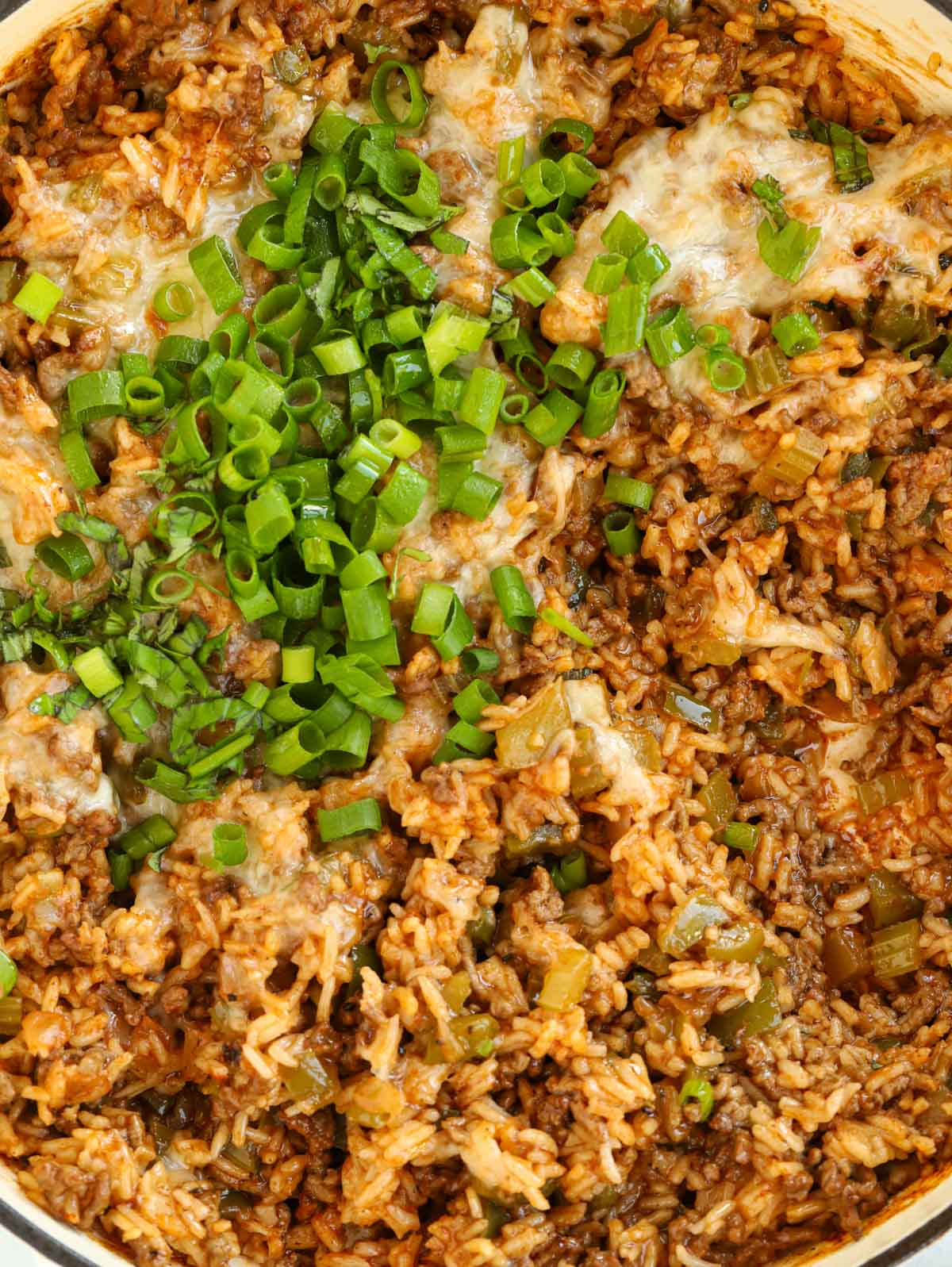 Close up of a Dirty Rice-inspired recipe - Cajun Beef with Rice