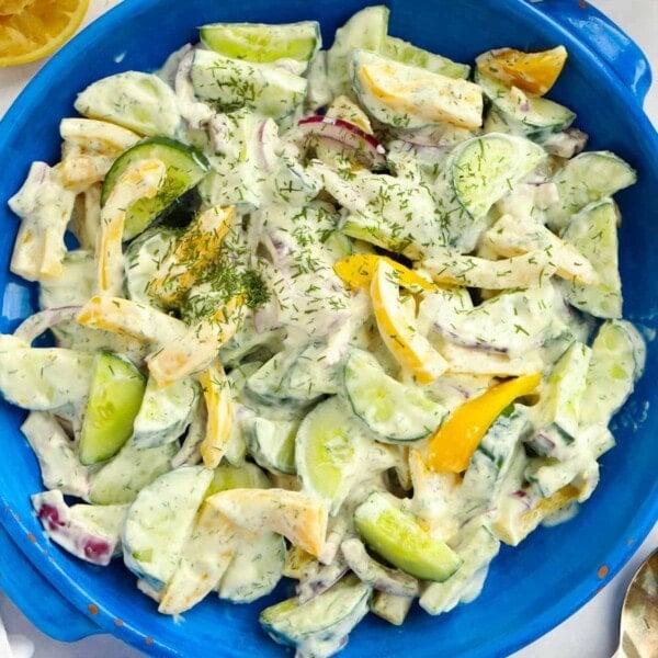 Easy Cucumber Salad Recipe with healthy yoghurt dressing