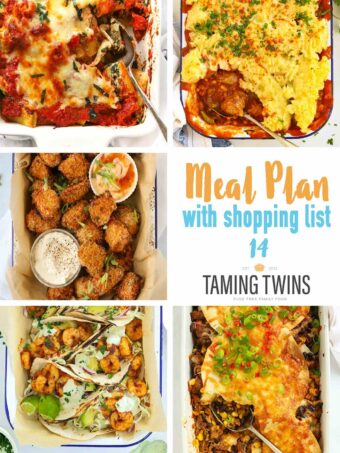 A collage of the 5 recipes included in meal plan 14.