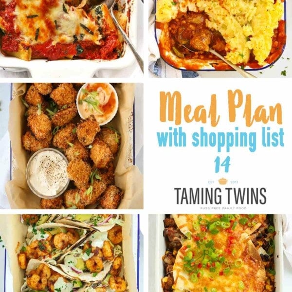 A collage of the 5 recipes included in meal plan 14.