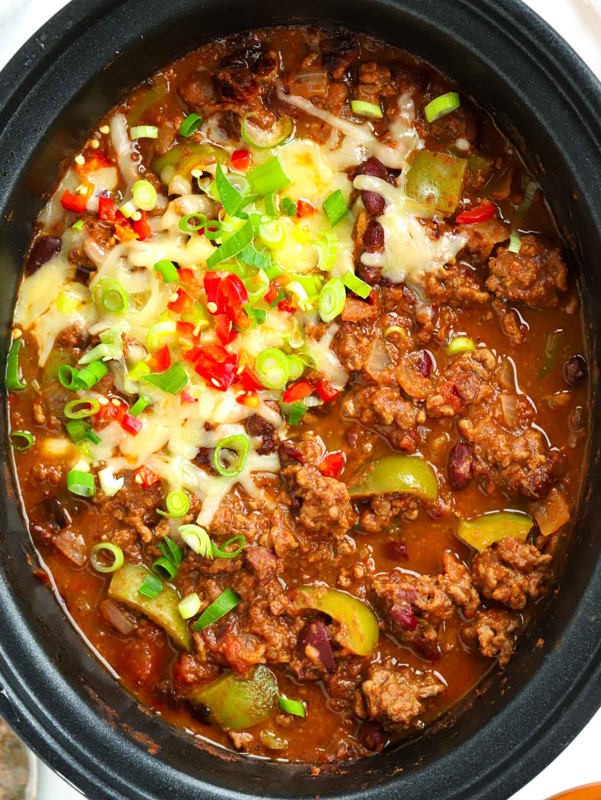 Close up of the dish Chilli Con Carne that's been cooked in the slow cooker.