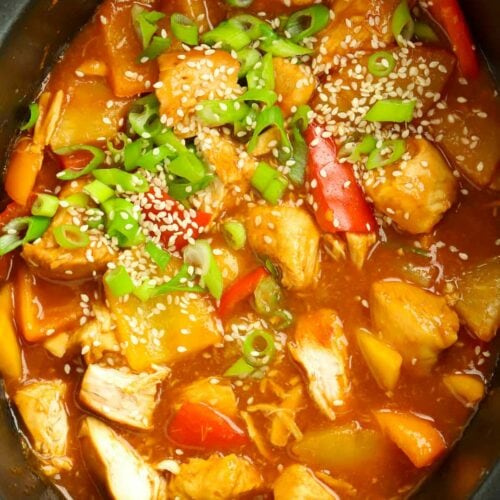 Family friendly dish for the slow cooker - sweet and sour chicken.
