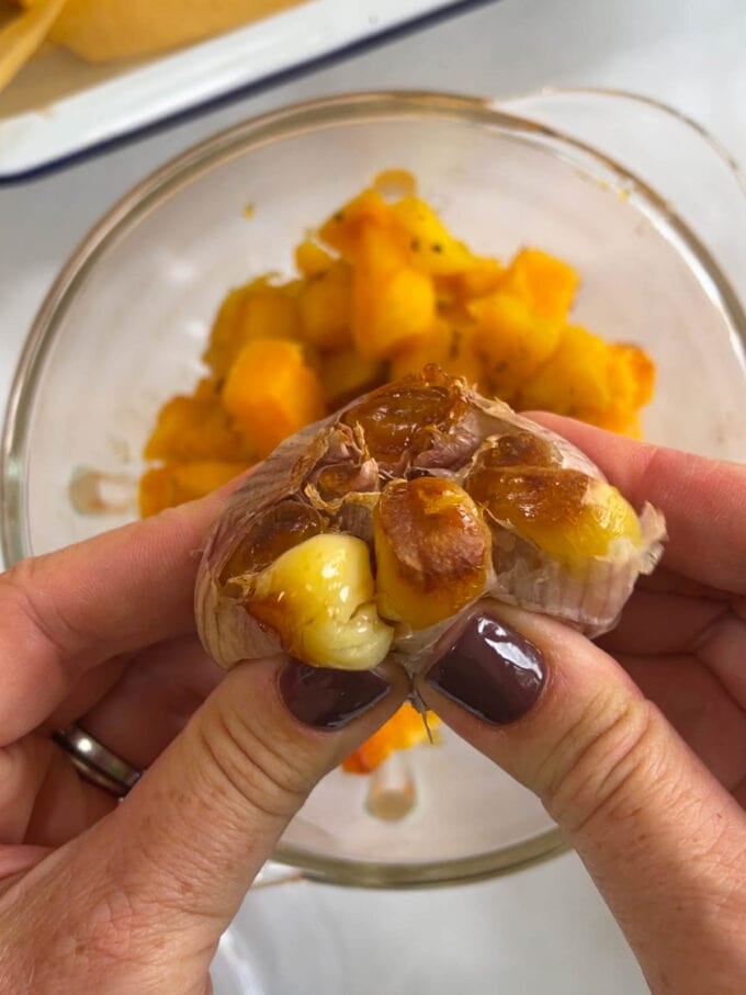 Step 3 in the recipe for butternut squash risotto.