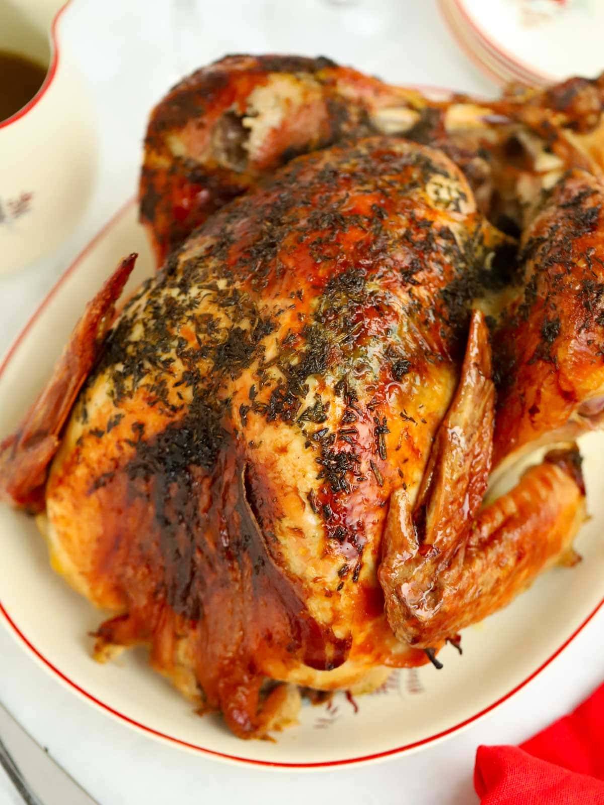 Delicious golden roast Christmas Turkey.