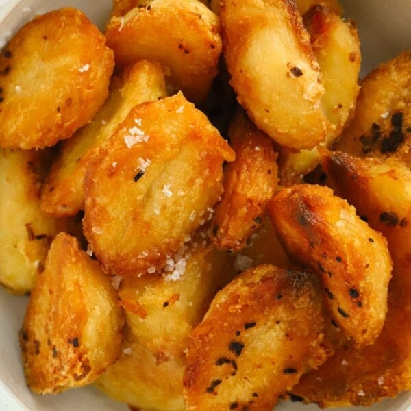 Easy Roast Potatoes straight out of the oven.