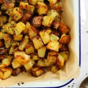 Close up of parmentier potatoes as a delicious side dish.