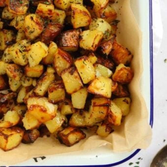 Close up of parmentier potatoes as a delicious side dish.