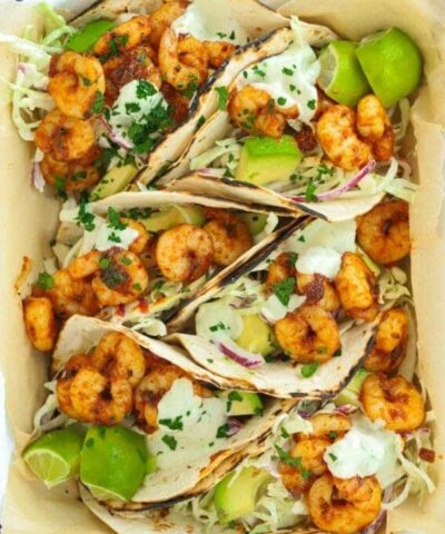 How to make Prawn Tacos with lime and cajun.