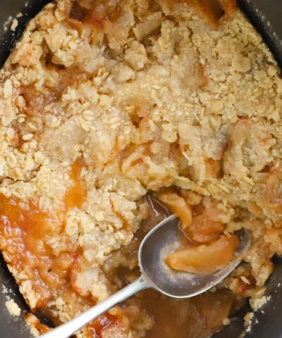 Apple Crumble made in a slow cooker.