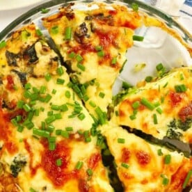 Slices of cooked crustless quiche.