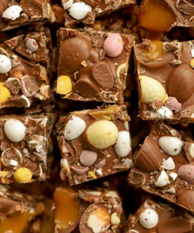 Easter Egg Rocky Road cut into pieces.
