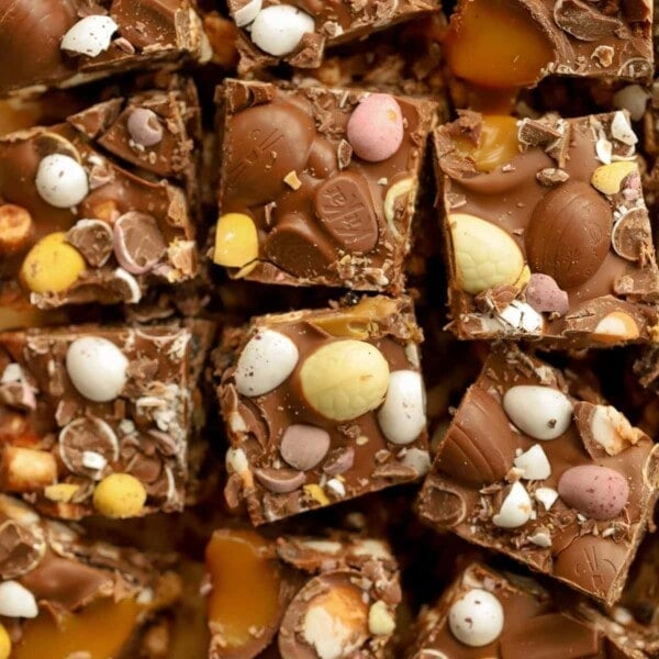 Easter Egg Rocky Road cut into pieces.