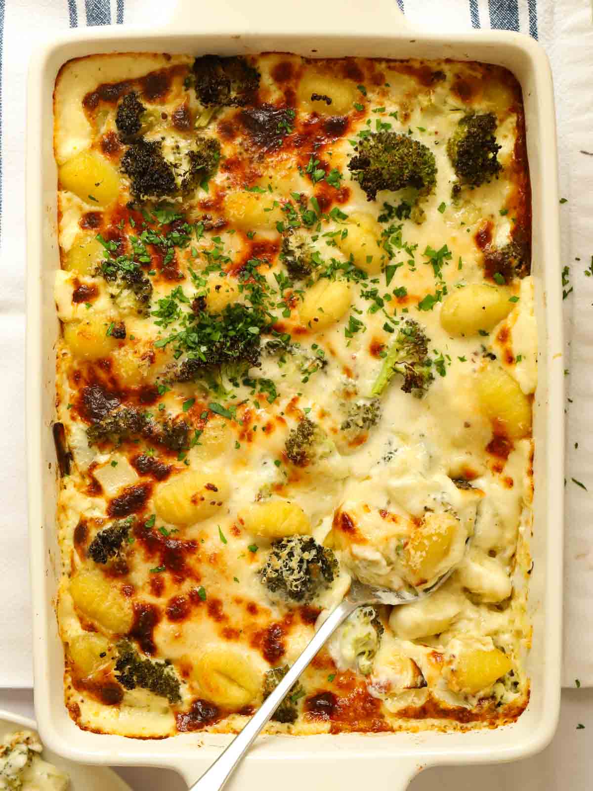 Easy Baked Gnocchi recipe with Parmesan and Broccoli
