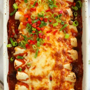 Prepare ahead for your family dinner with this delicious Chilli Beef Enchiladas recipe, topped with cheese.