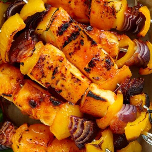 Sticky Halloumi Kebabs {with Sweet Chilli Dip}