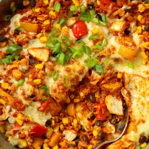 One pan dinner recipes are perfect for midweek. Here is a Mexican Chicken and Rice one pot.