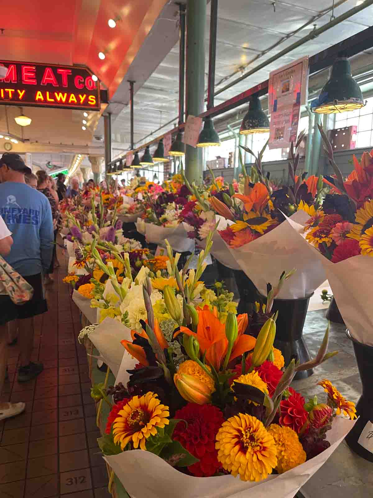 Flowers at Pike Place Market Seattle.