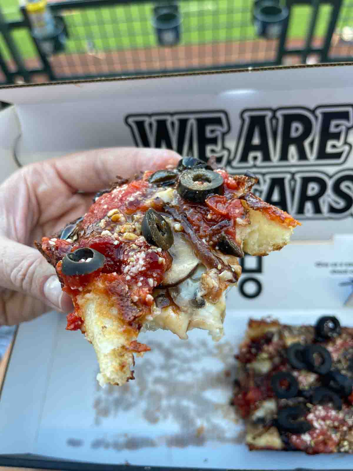 Moto Pizza from Seattle at Mariners baseball game.