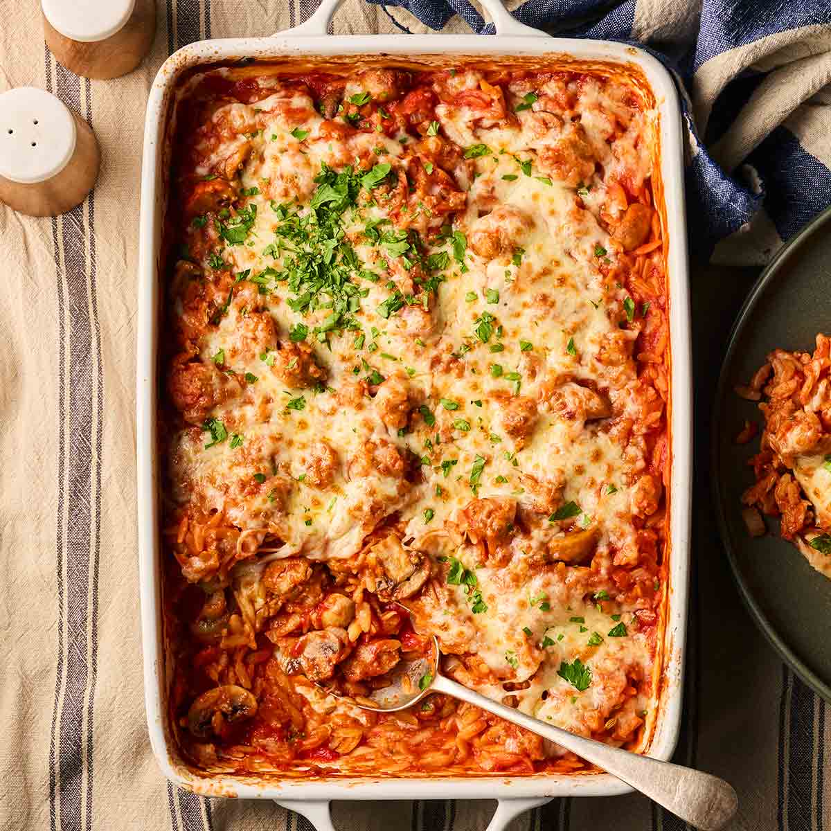 Sausage Orzo Bake {Dump & Bake}