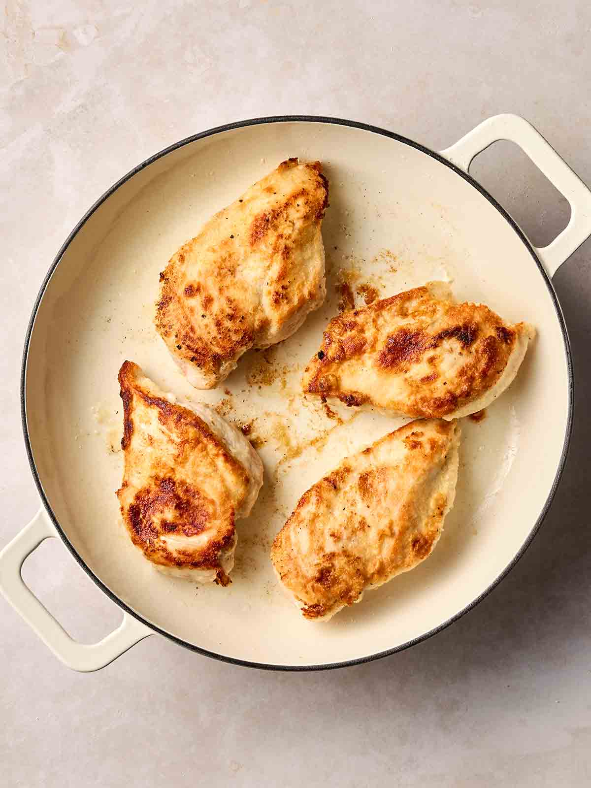 For golden fried chicken breasts in a pan.