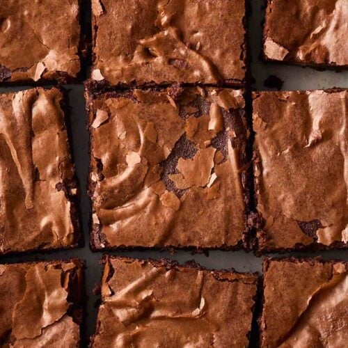 Gooey brownies from the top.